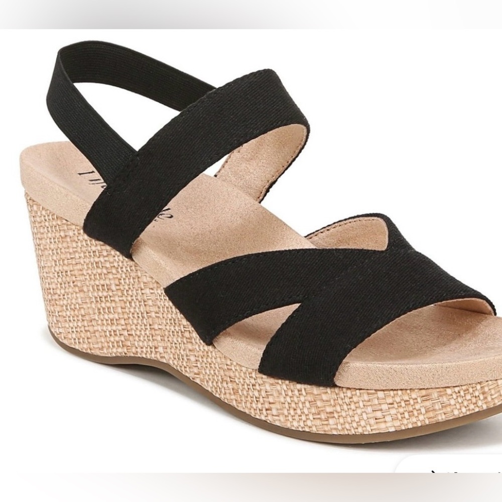 Life stride Danita Black Wedge Sandals size 9
